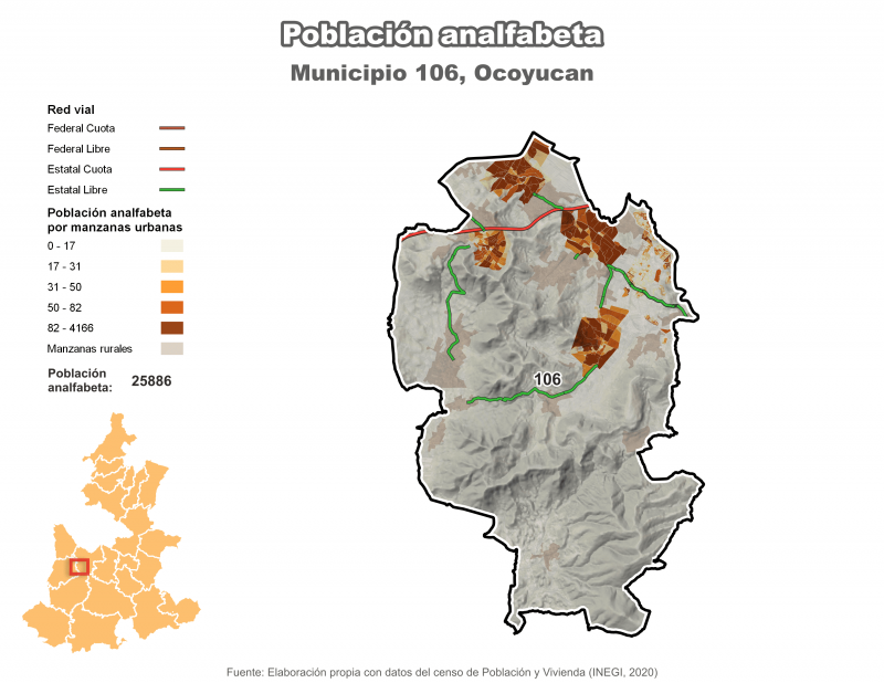 Población analfabeta - Ocoyucan