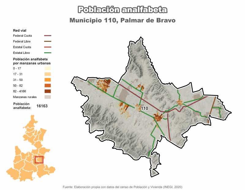 Población analfabeta - Palmar de Bravo