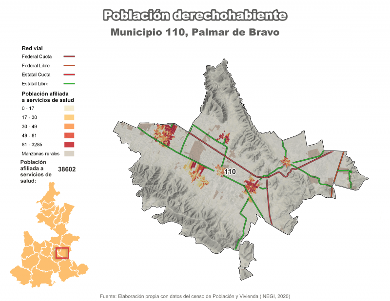 Población derechohabiente - Palmar de Bravo