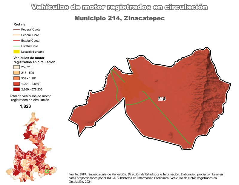 Vehículos de motor registrados en circulación - Zinacatepec