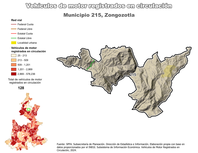 Vehículos de motor registrados en circulación - Zongozotla