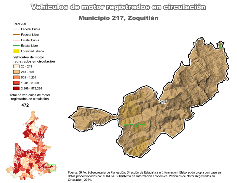 Vehículos de motor registrados en circulación - Zoquitlán