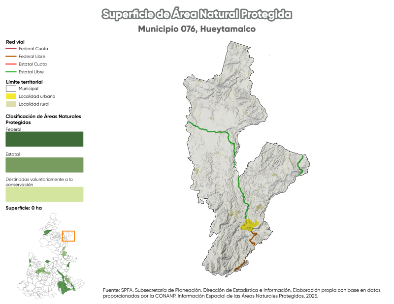 Superficie de Área Natural Protegida - Hueytamalco