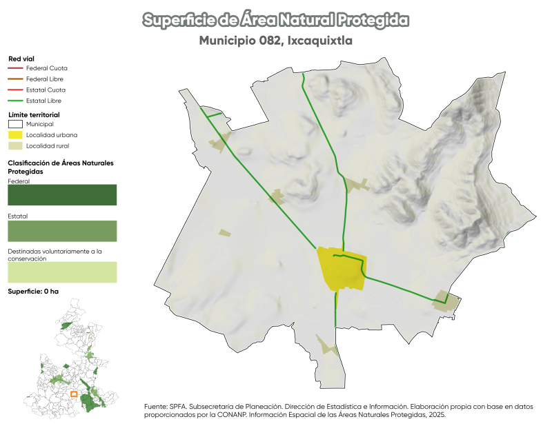 Superficie de Área Natural Protegida - Ixcaquixtla