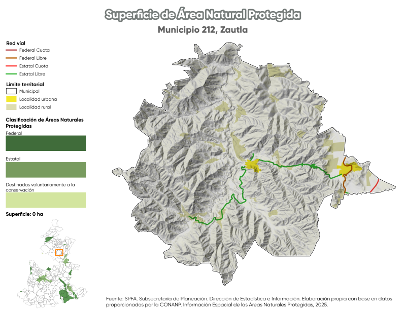 Superficie de Área Natural Protegida - Zautla