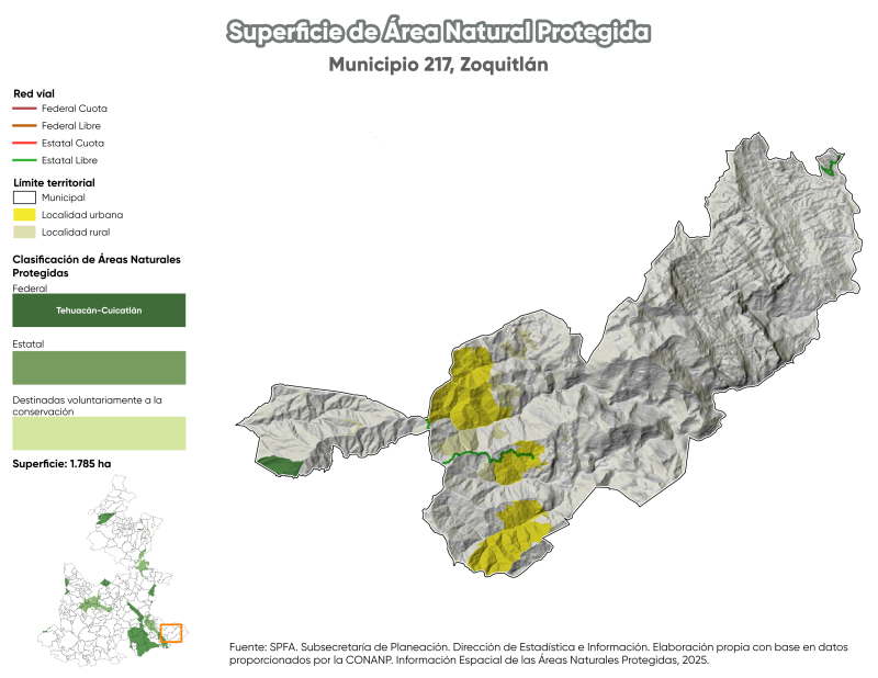 Superficie de Área Natural Protegida - Zoquitlán