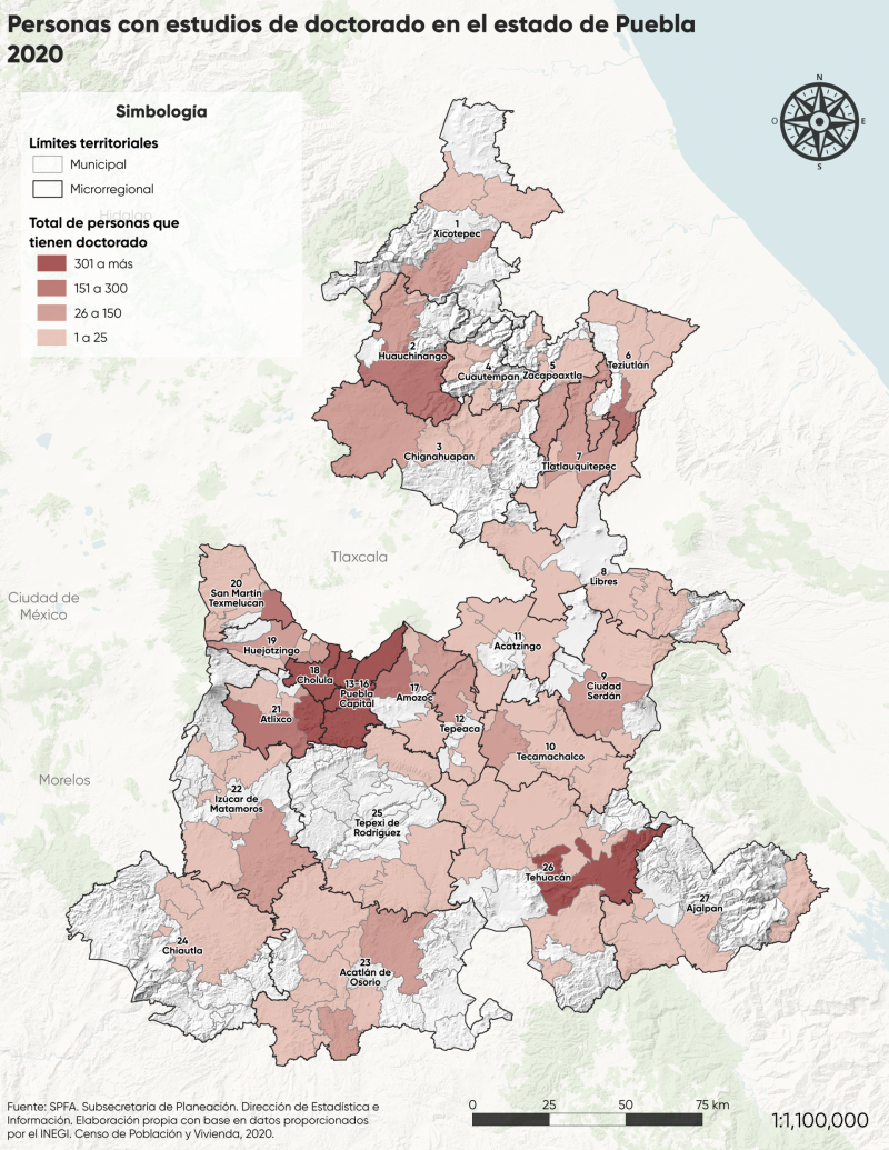 Personas con estudios de doctorado en el estado de Puebla