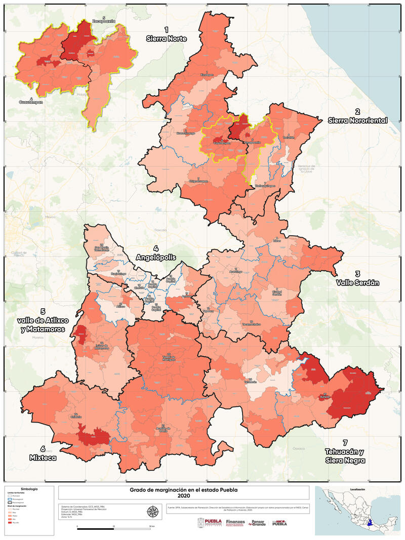 Grado de marginación en el estado de Puebla