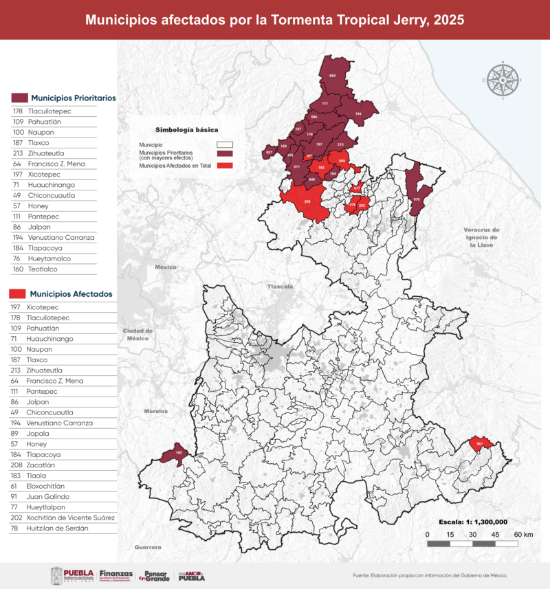 Municipios afectados por la Tormenta Tropical Jerry